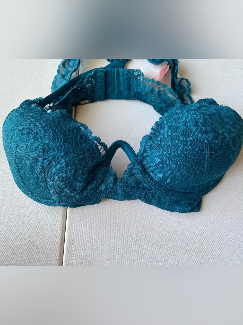 Victoria's Secret PINK Bralette Bra Lace Racerback Green Teal Sexy Medium